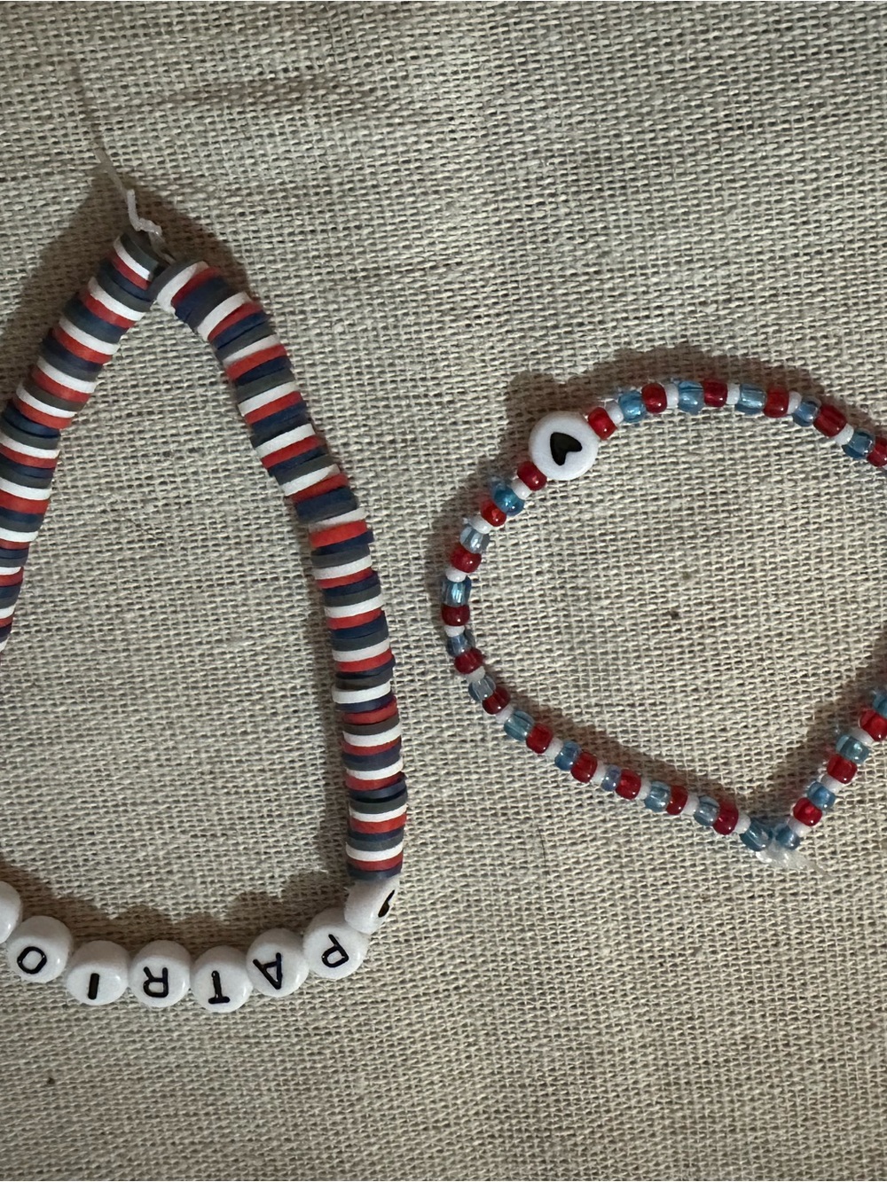 Patriots women’s Beaded Name Necklace & Bracelet Set - Red, Blue, White